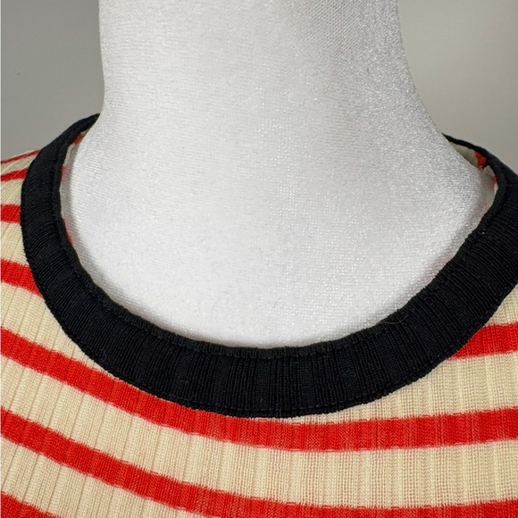 La Fetiche Red & Cream Striped Ribbed Long Sleeve Top - Made in France, Small - Picture 5 of 5